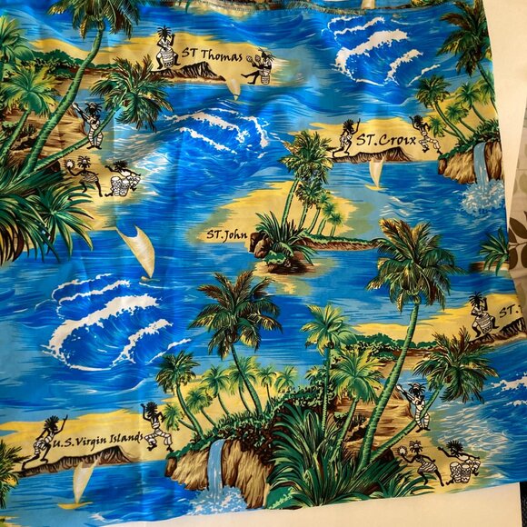 Tropical Island Beach Bathing Suit Wrap Cover Virgin Islands Souvenir Palm Trees - Picture 9 of 11